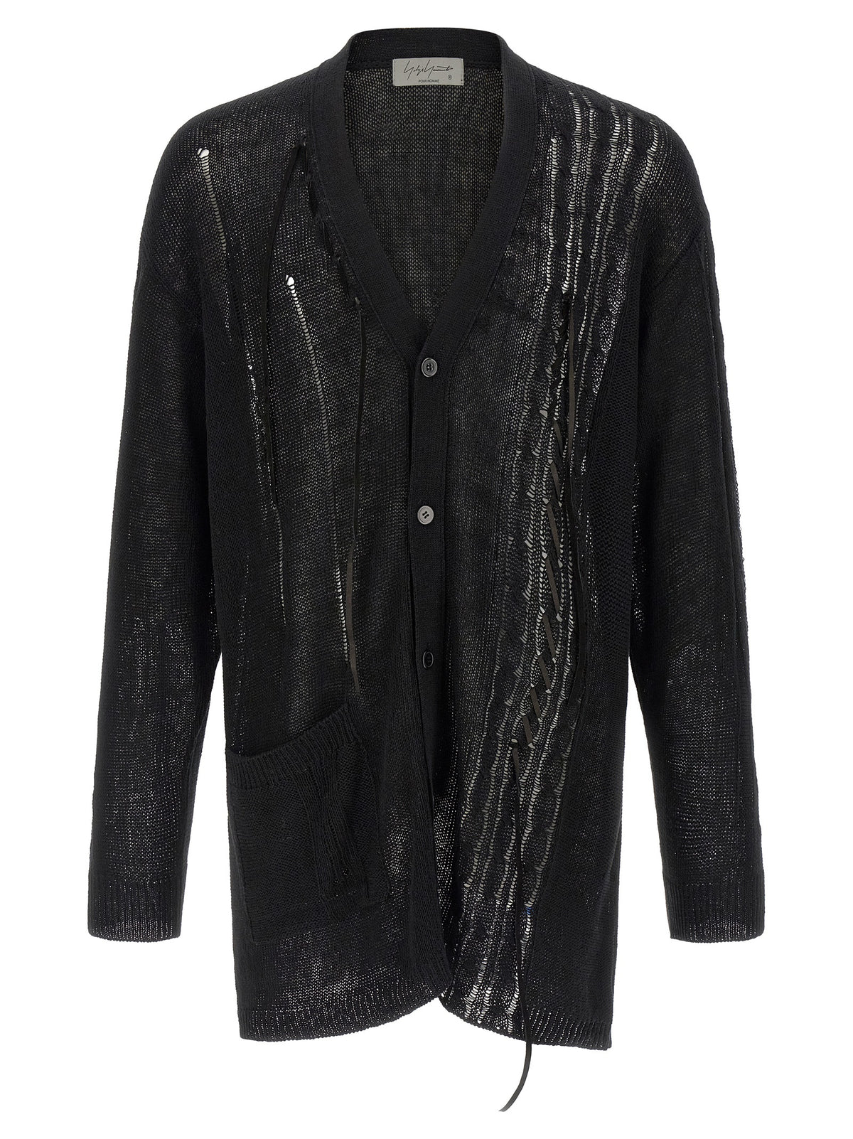 Yohji Yamamoto Black Linen Cardigan