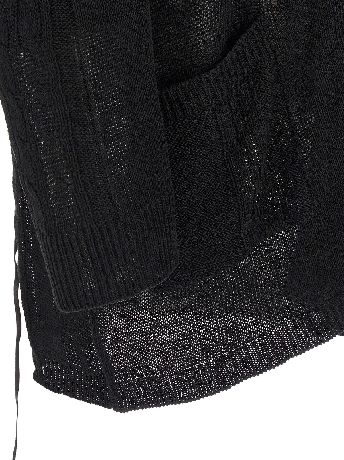 Yohji Yamamoto Black Linen Cardigan