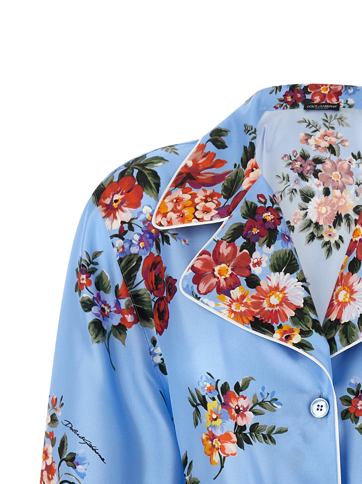 Dolce & Gabbana Blue Silk Blouse