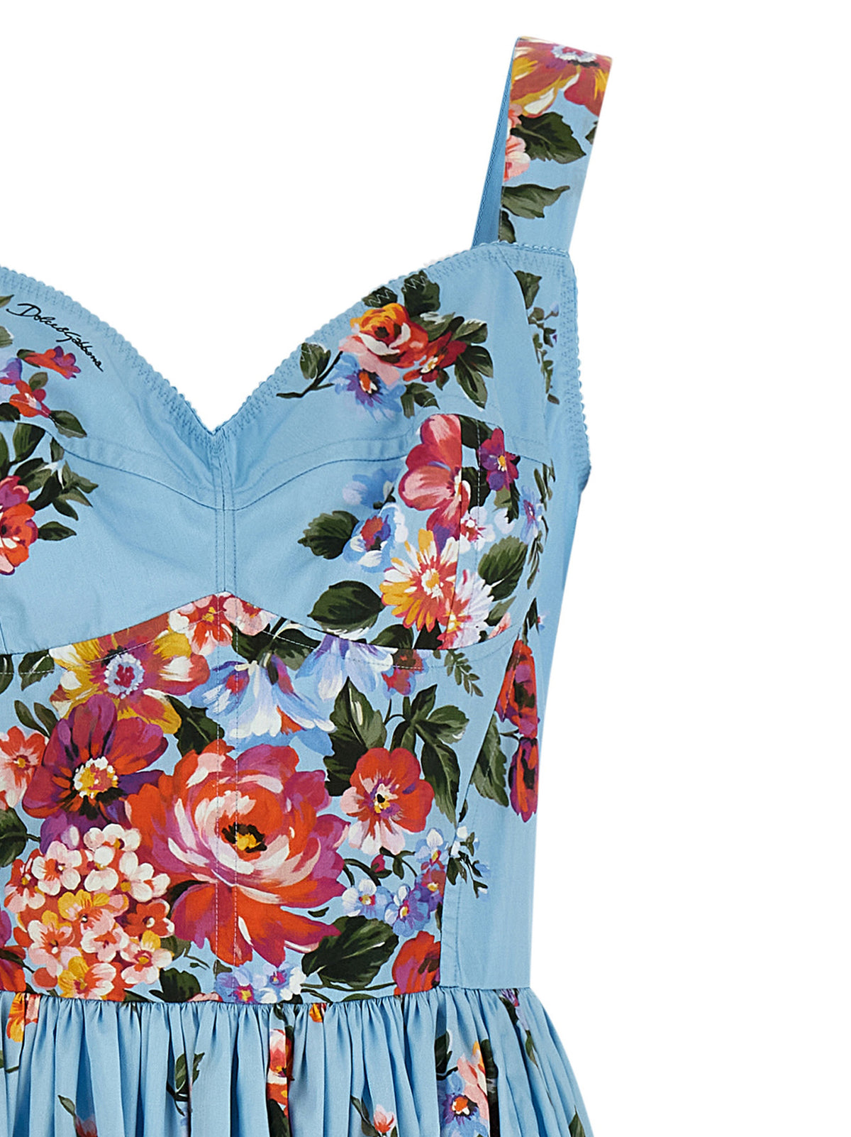 Dolce & Gabbana Blue Cotton Long Dress