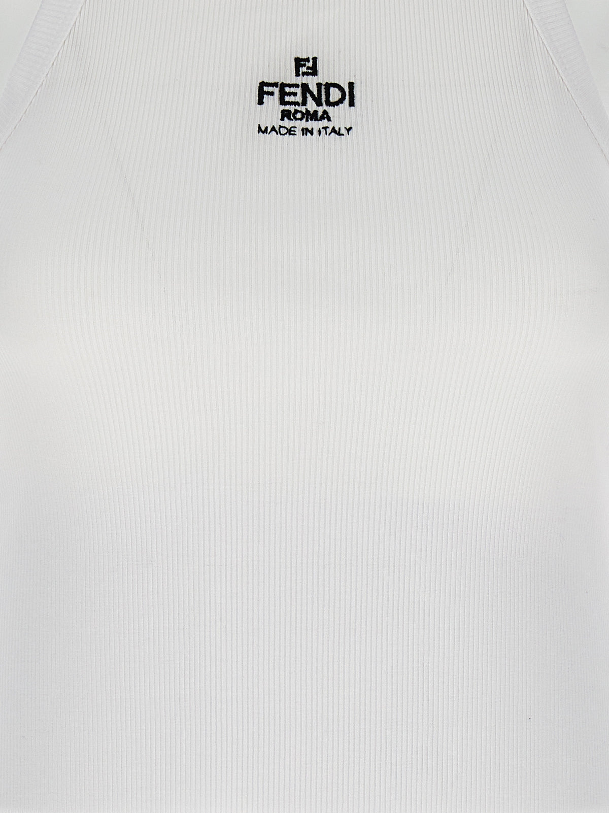Fendi White Cotton Sleeveles T-Shirt