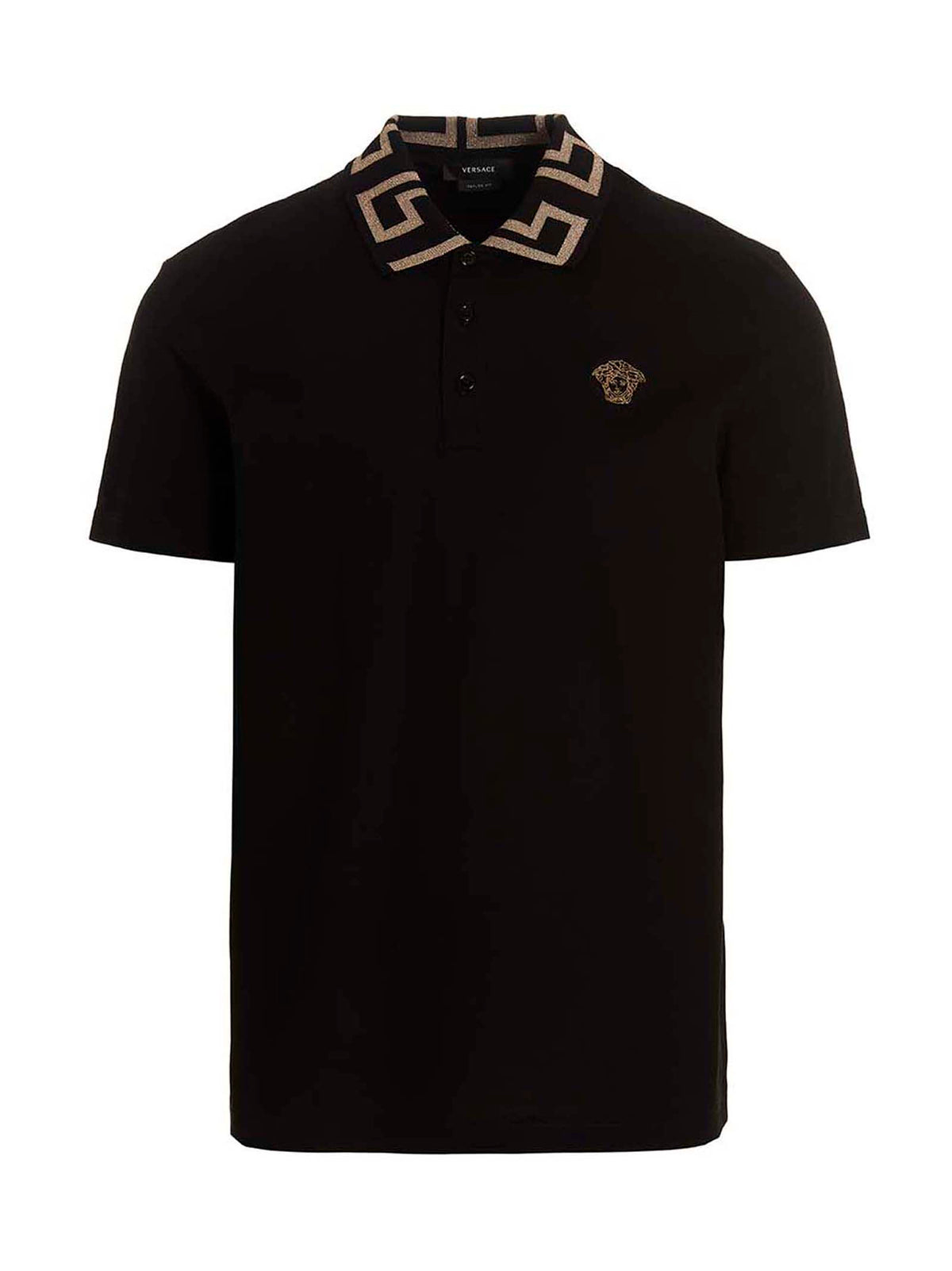 Versace Black Cotton Polo Shirt