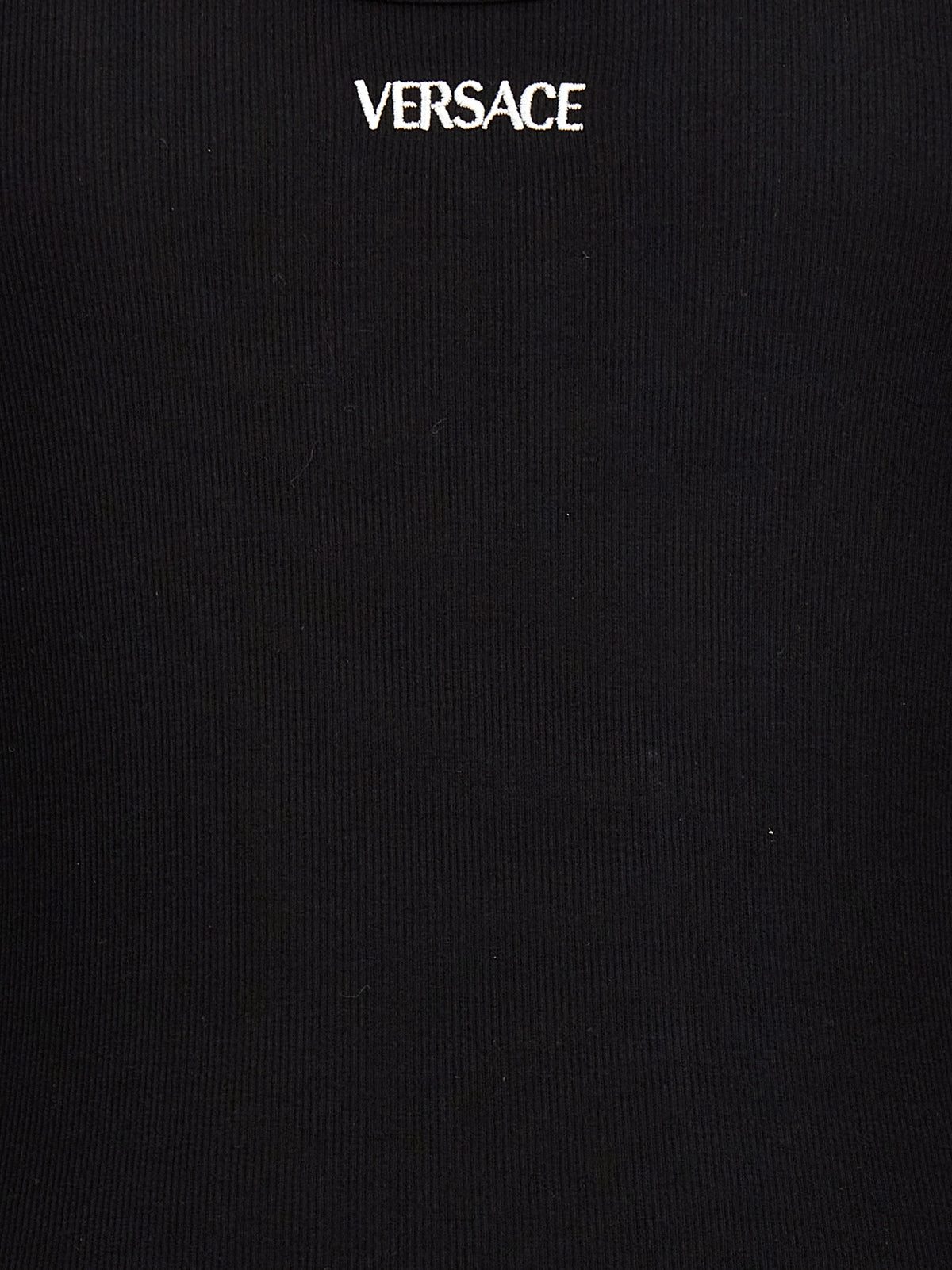 Versace Black Cotton Sleeveles T-Shirt