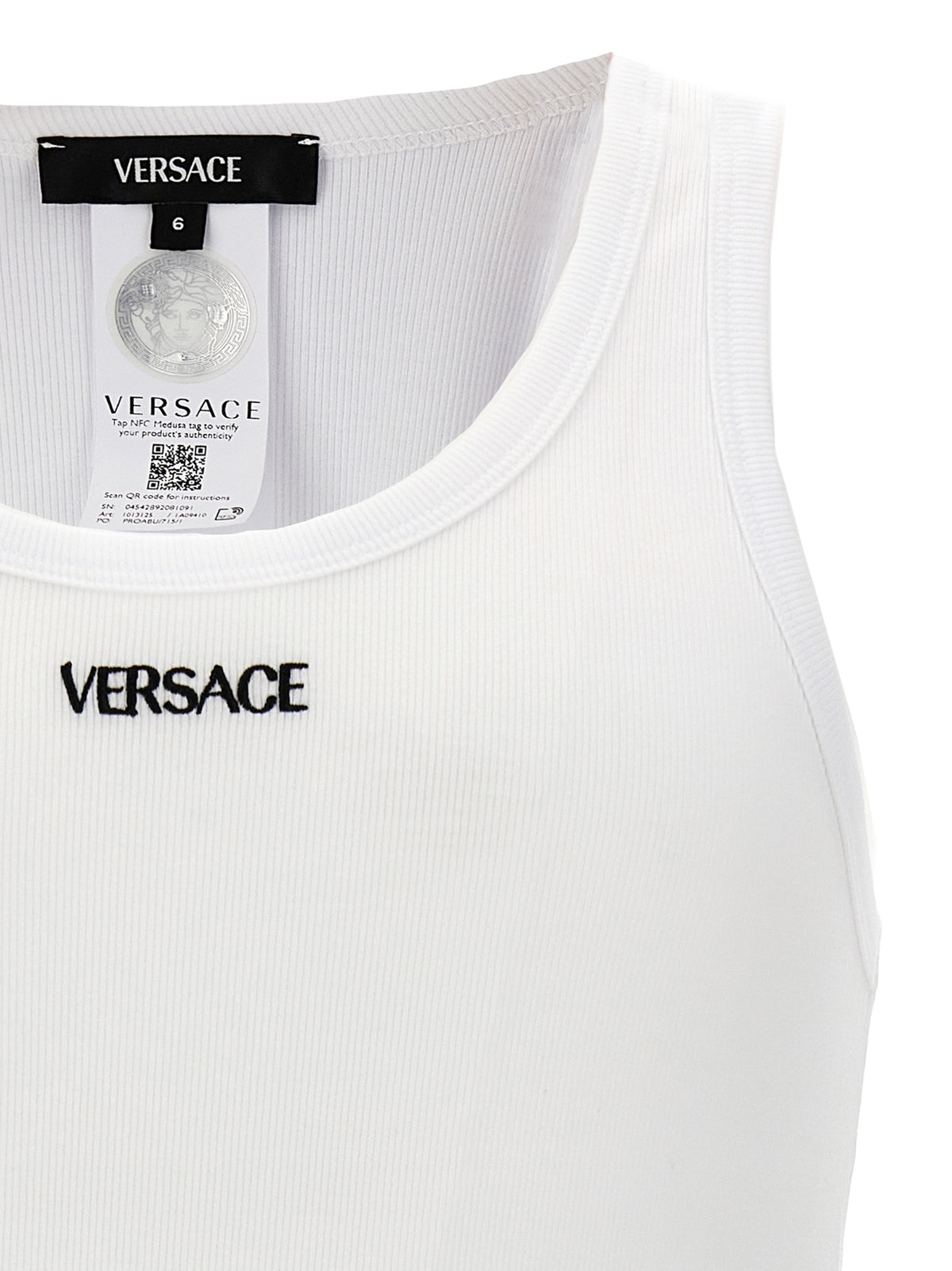 Versace White Cotton Sleeveles T-Shirt