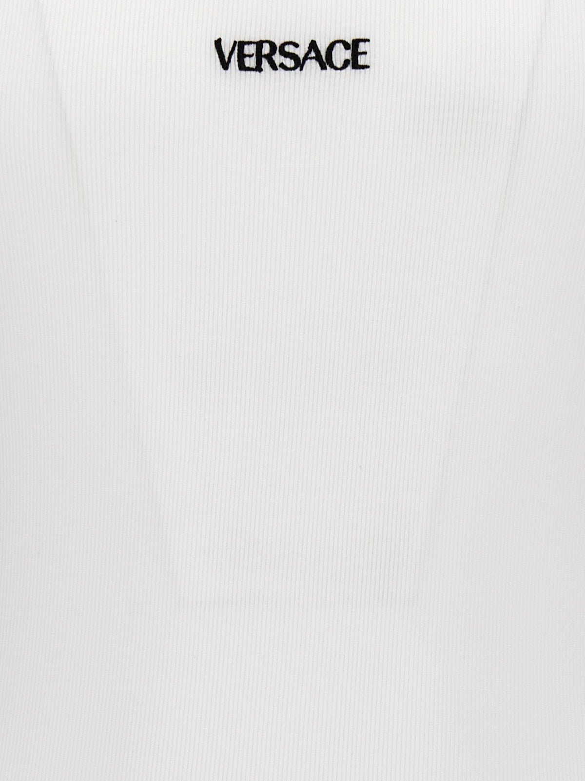 Versace White Cotton Sleeveles T-Shirt