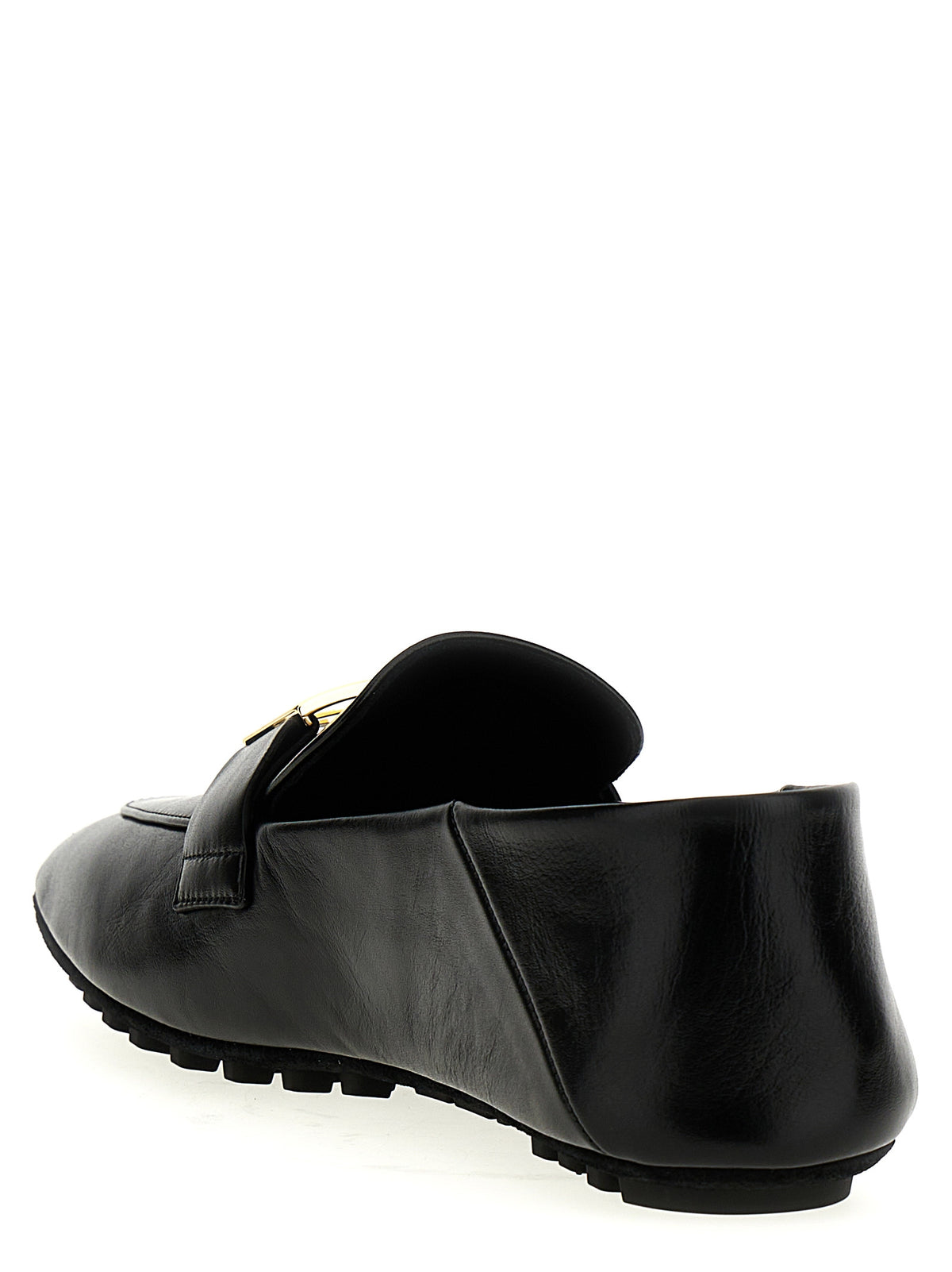 Fendi Black Lamb Leather Slip-On Loafers