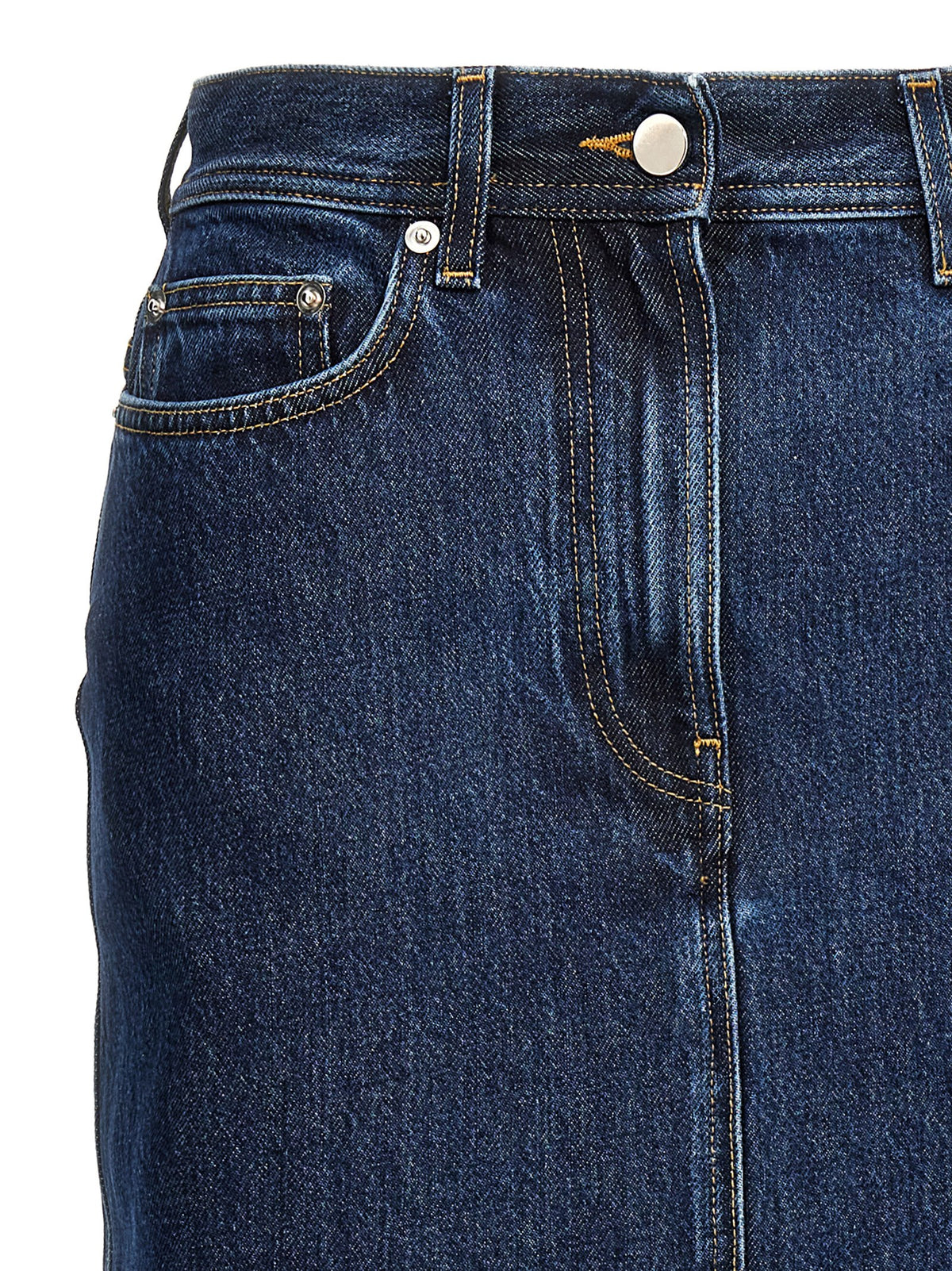 Loulou De Saison Blue Denim Midi Skirt