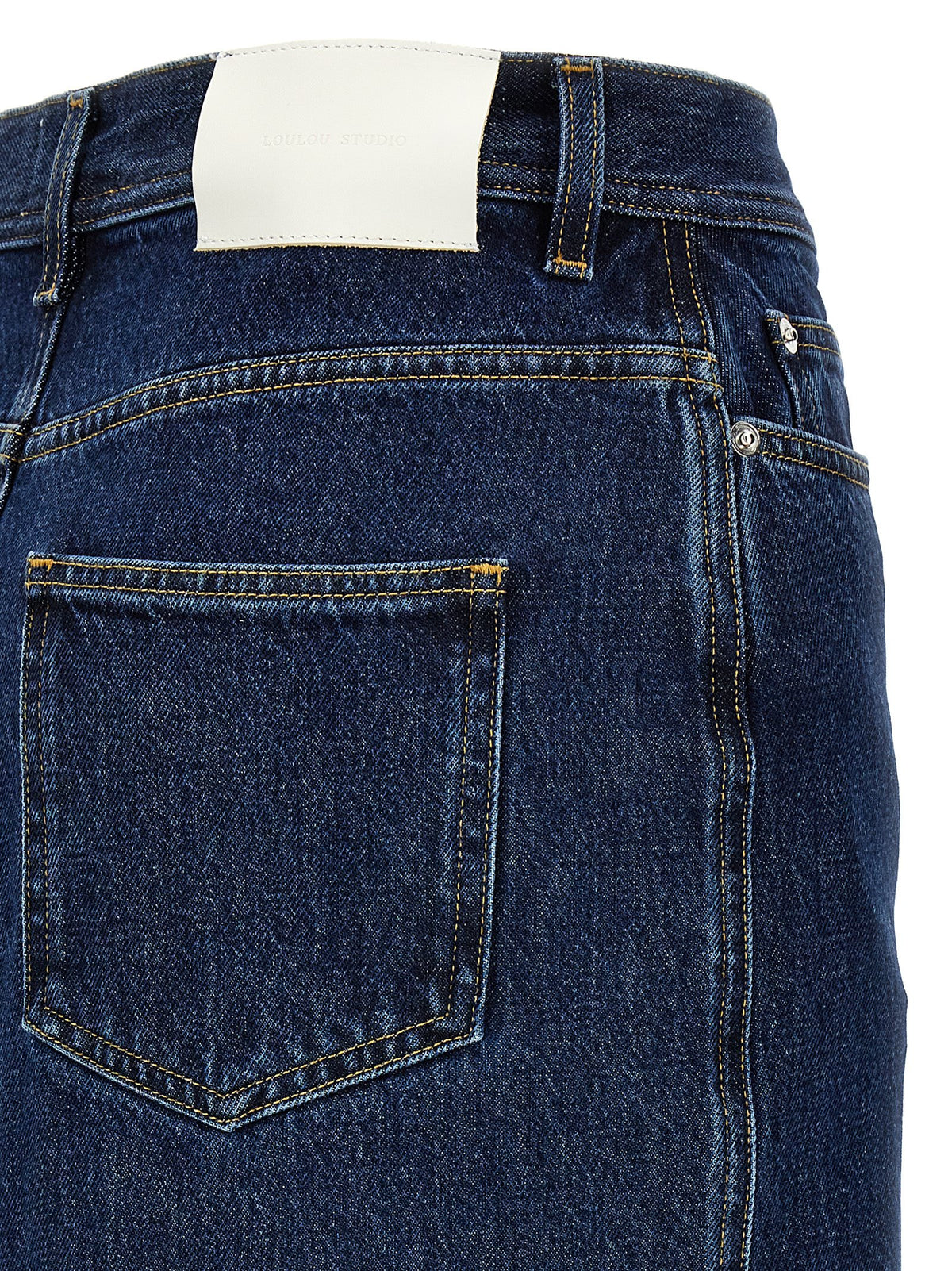 Loulou De Saison Blue Denim Midi Skirt