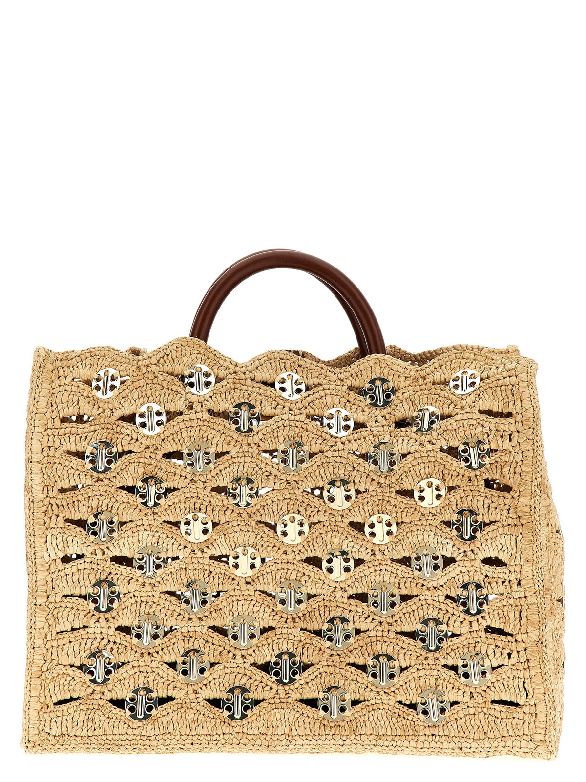 Paco Rabanne Beige Raffia Handbag