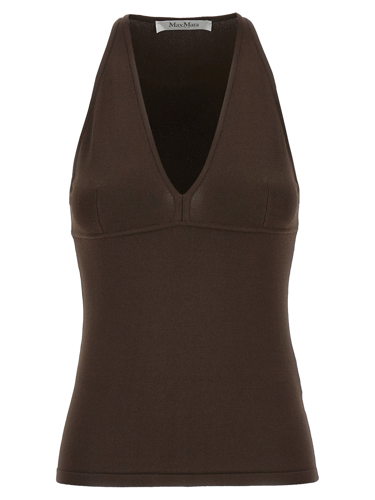 Max Mara Brown Viscose Sleeveles T-Shirt