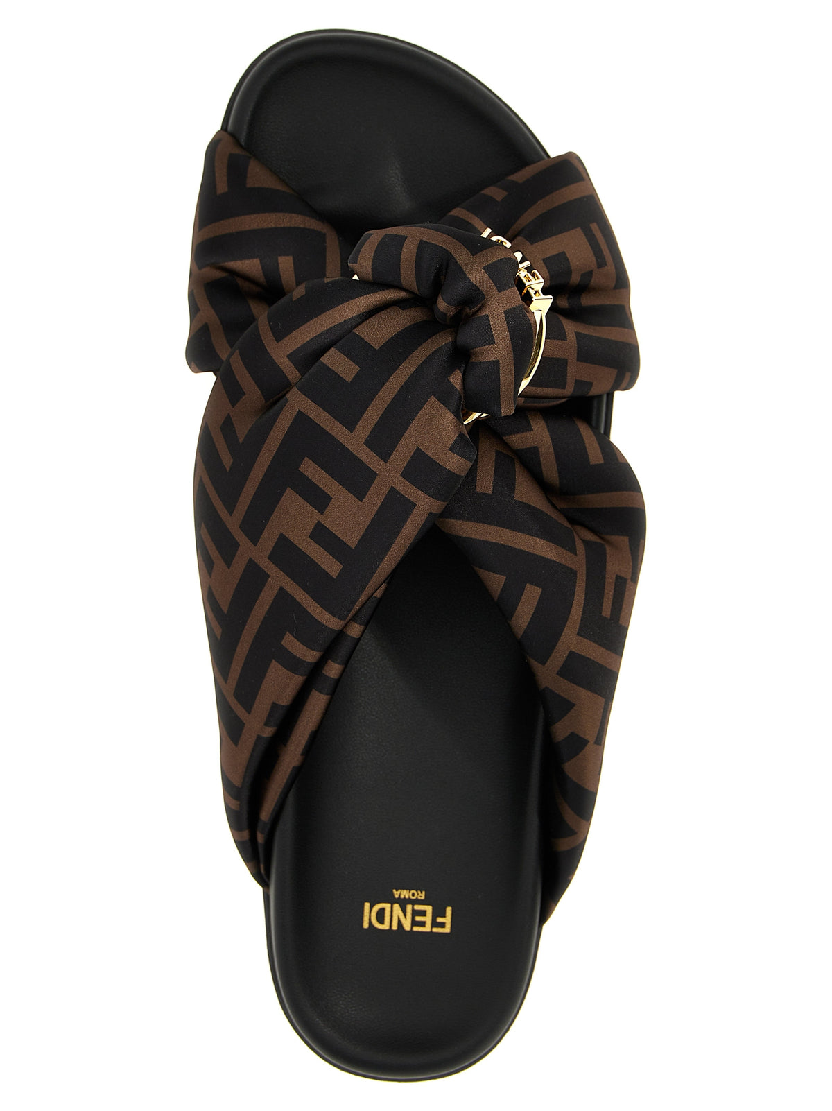 Fendi Brown Polyester Slides