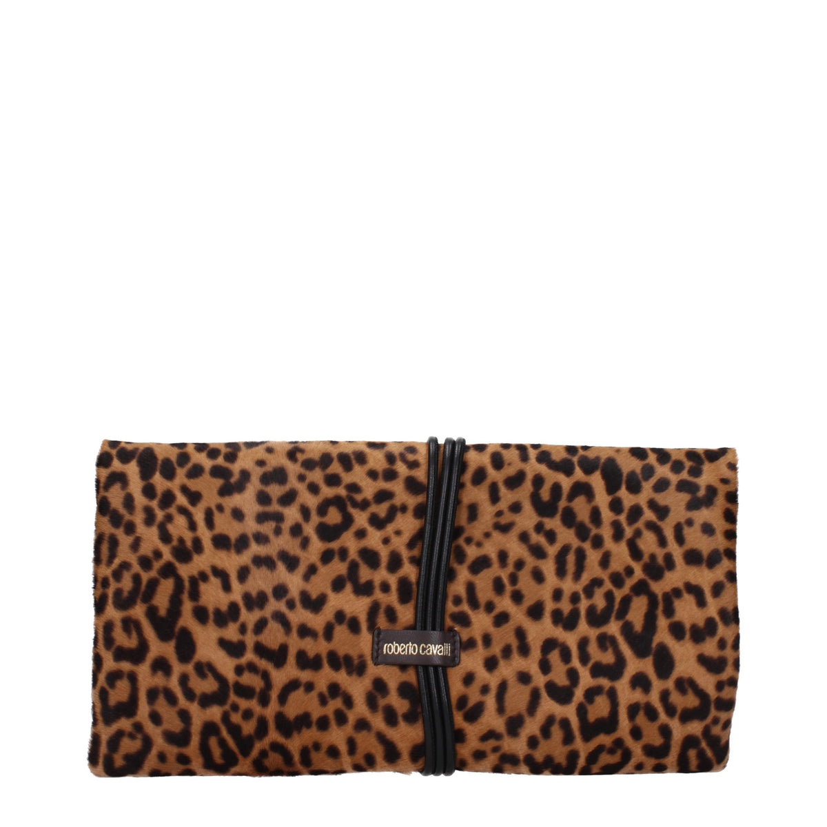 Roberto Cavalli Brown Horsehair Clutch Bag