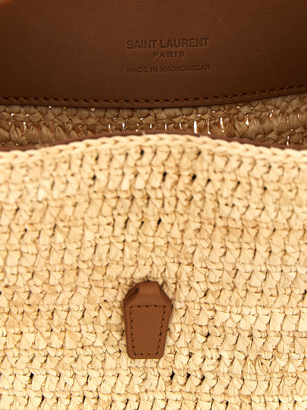 Saint Laurent Beige Raffia Crossbody Bag