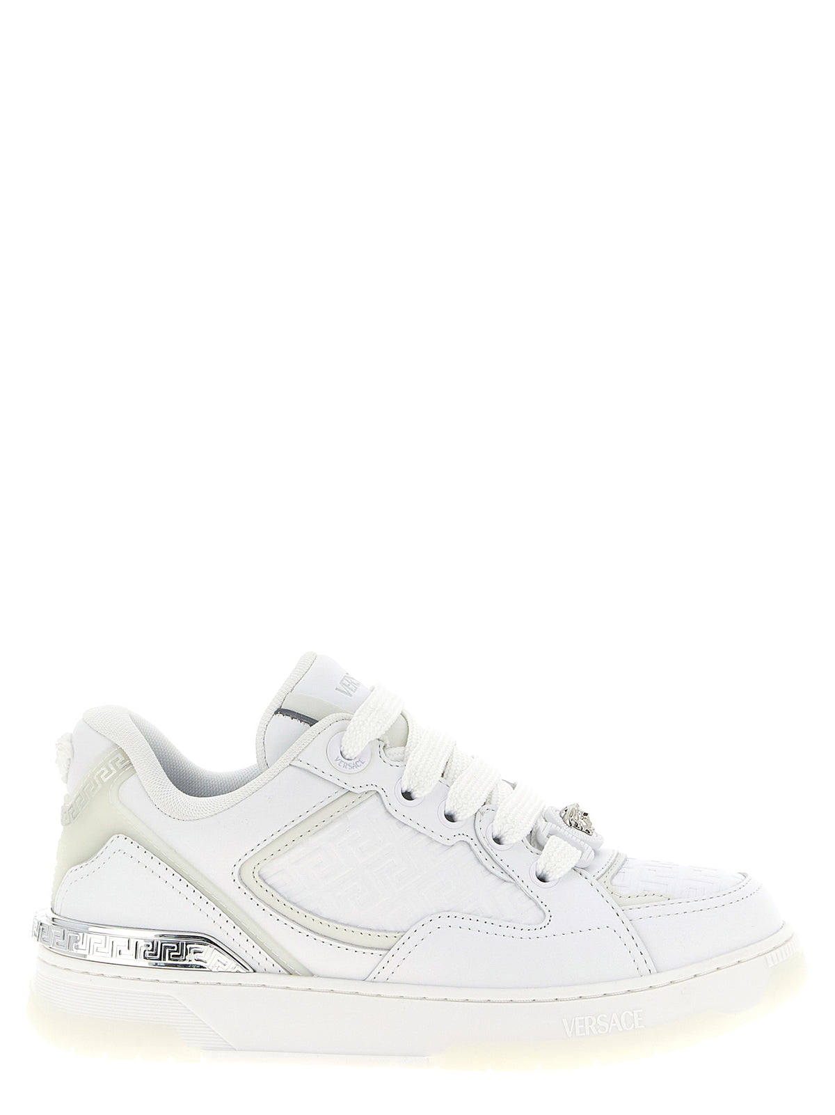 Versace White Calfskin Low Top Sneakers