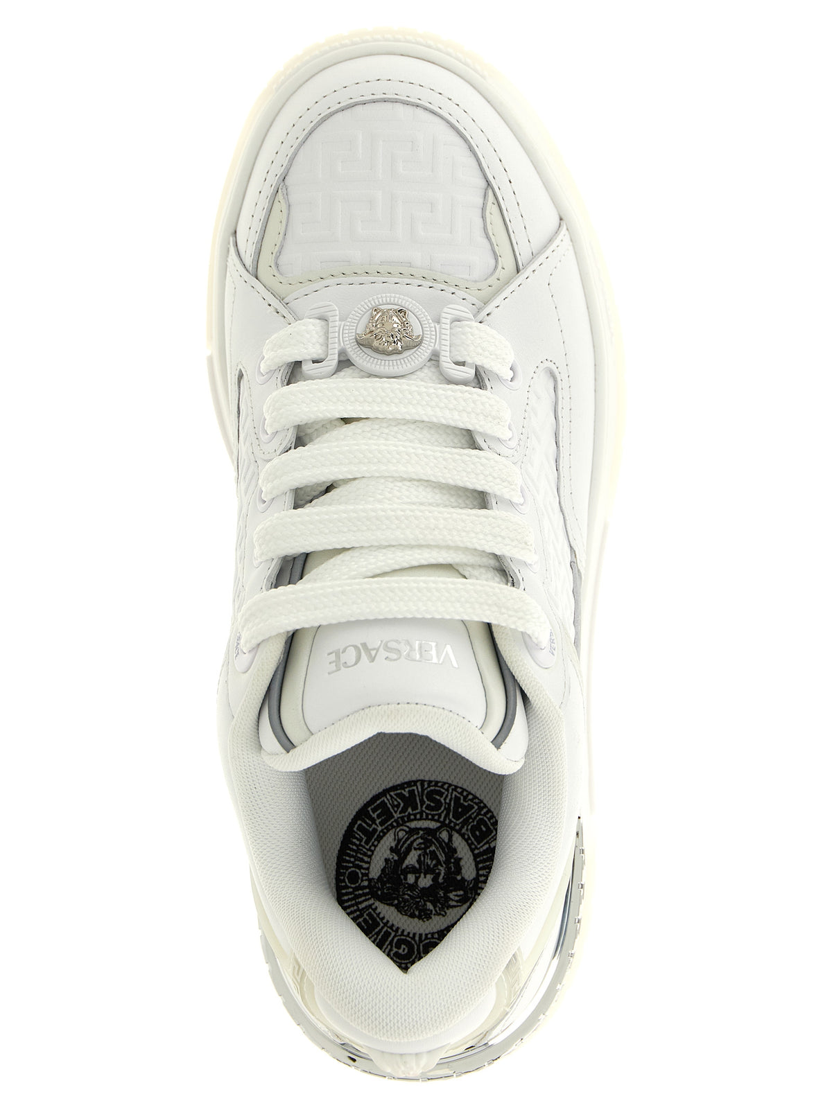 Versace White Calfskin Low Top Sneakers