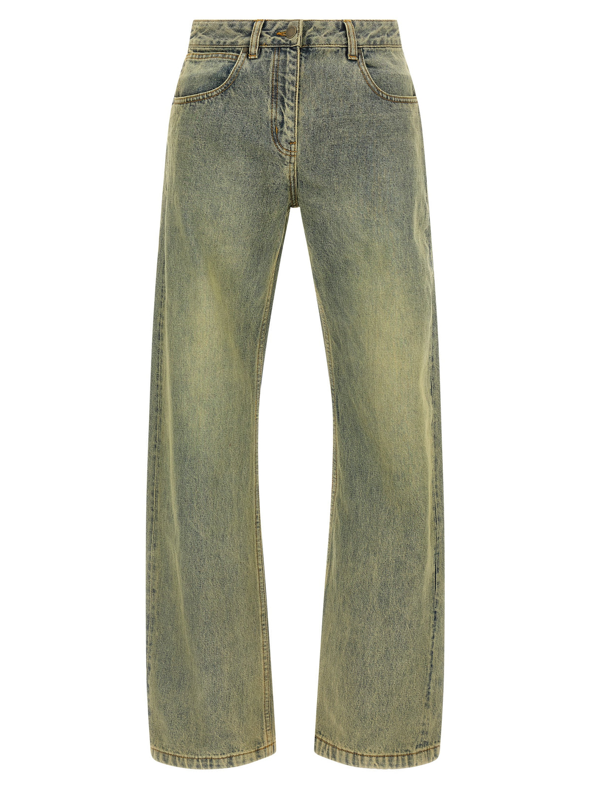 Entire Studios Bicolor Cotton Straight-Leg Jeans