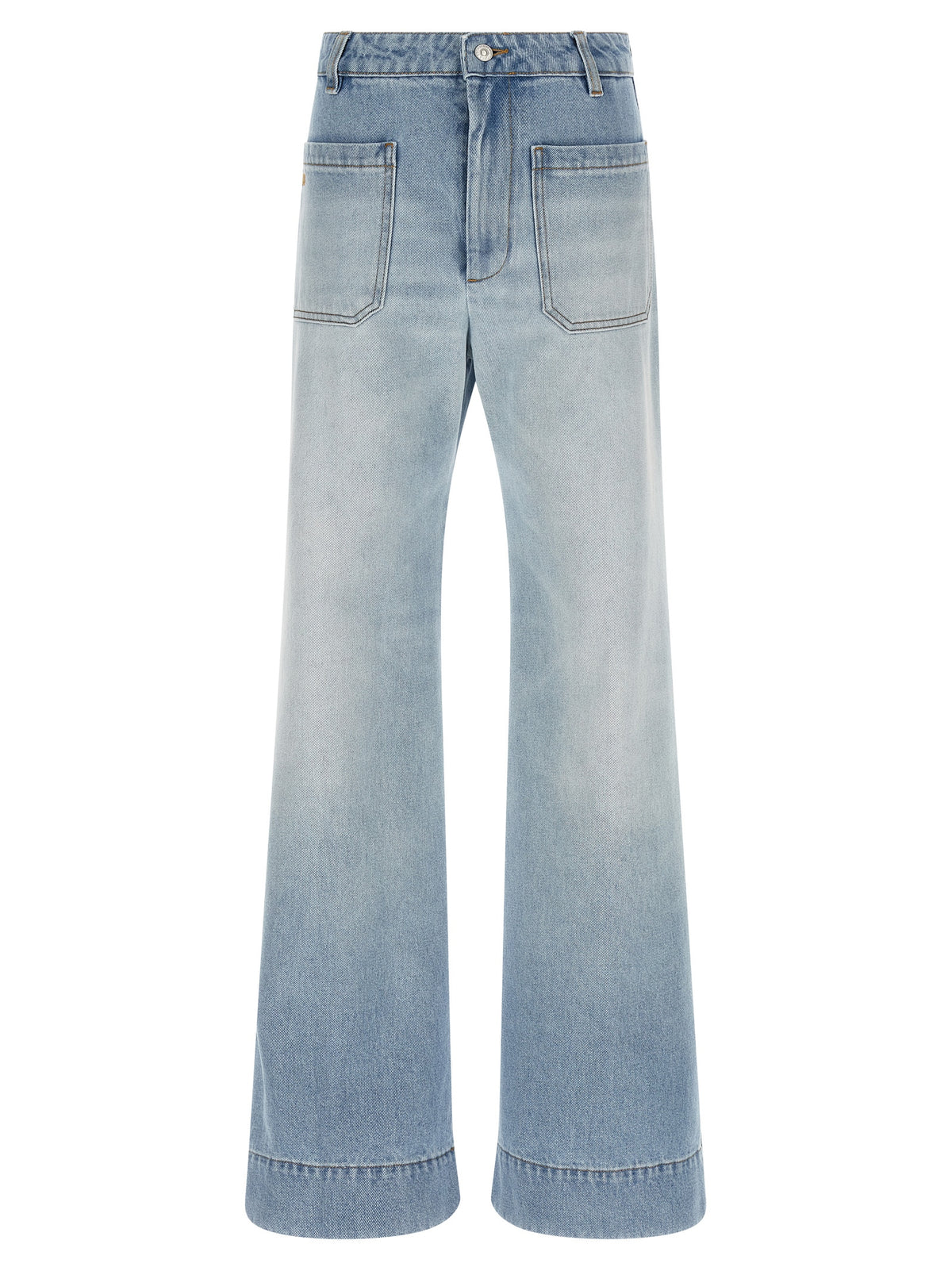 Victoria Beckham Blue Cotton Flared Jeans