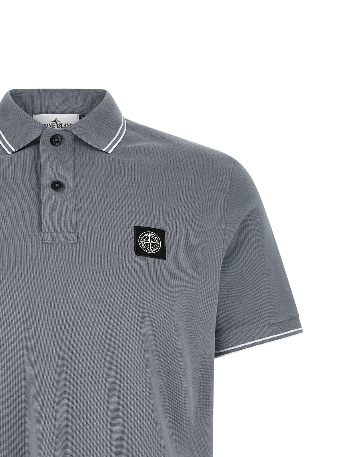 Stone Island Blue Cotton Polo Shirt