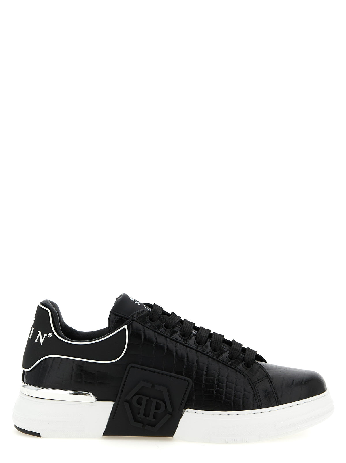 Philipp Plein Black Cowhide Low Top Sneakers