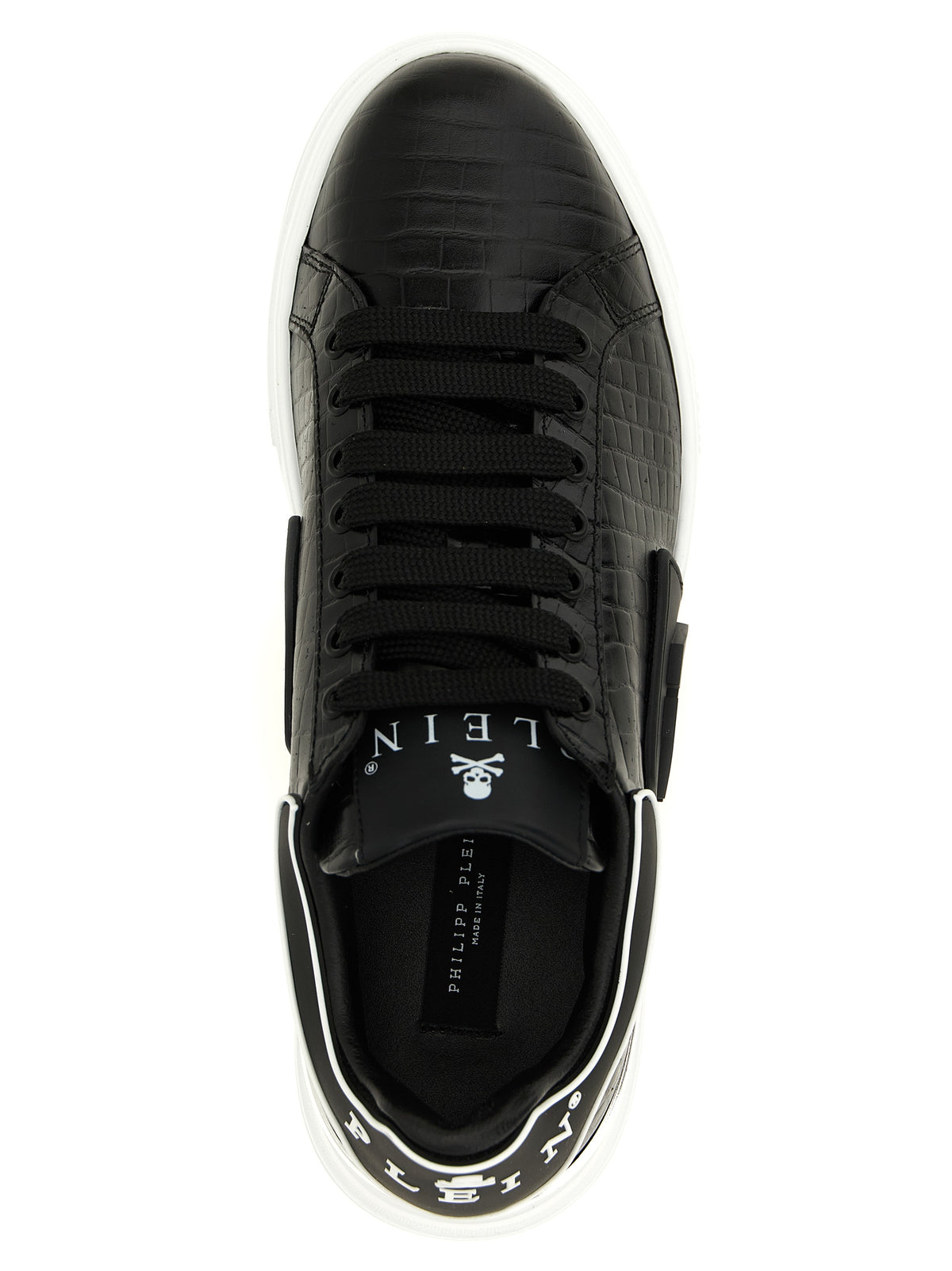 Philipp Plein Black Cowhide Low Top Sneakers