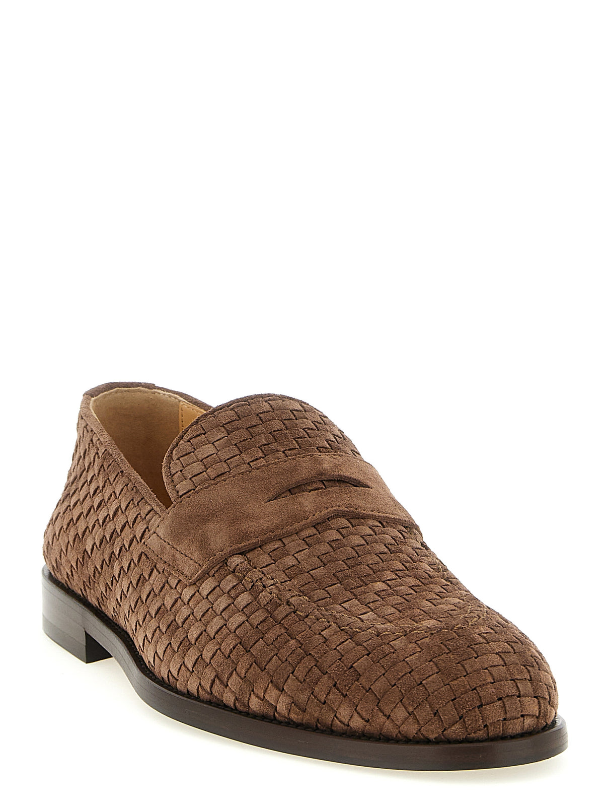 Brunello Cucinelli Brown Calfskin Slip-On Loafers