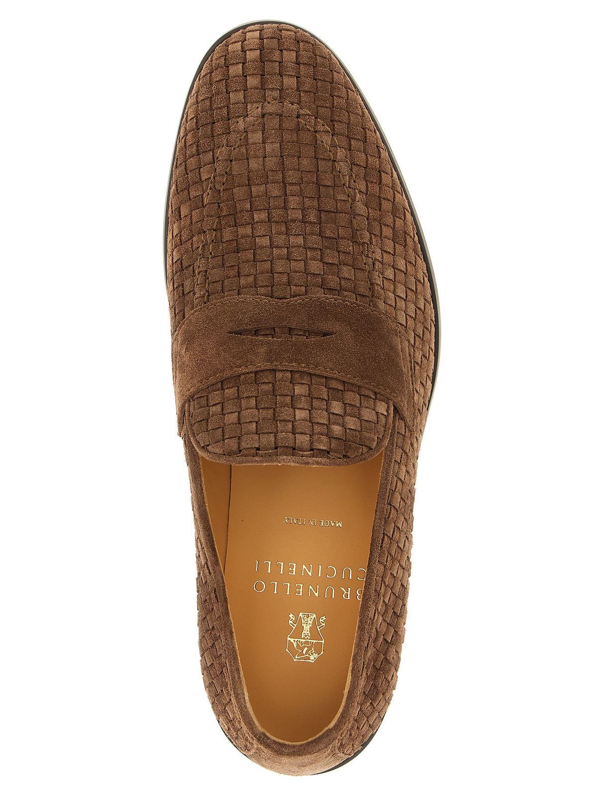 Brunello Cucinelli Brown Calfskin Slip-On Loafers
