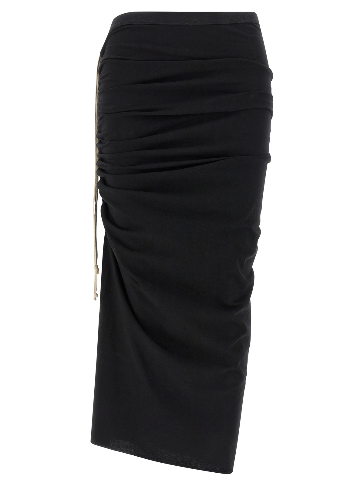 Rick Owens Black Cotton Midi Skirt