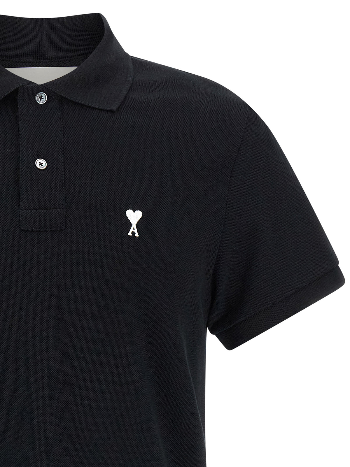 Ami Paris Black Cotton Polo Shirt