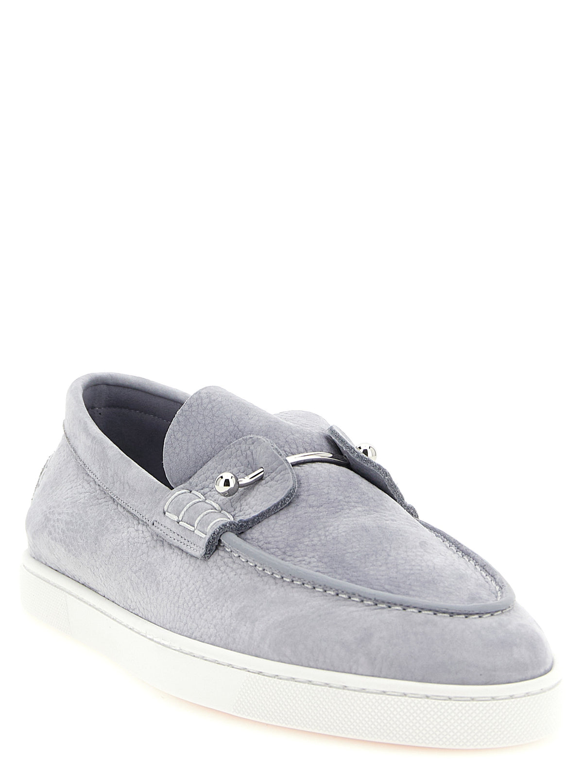 Christian Louboutin Gray Calfskin Slip-On Loafers