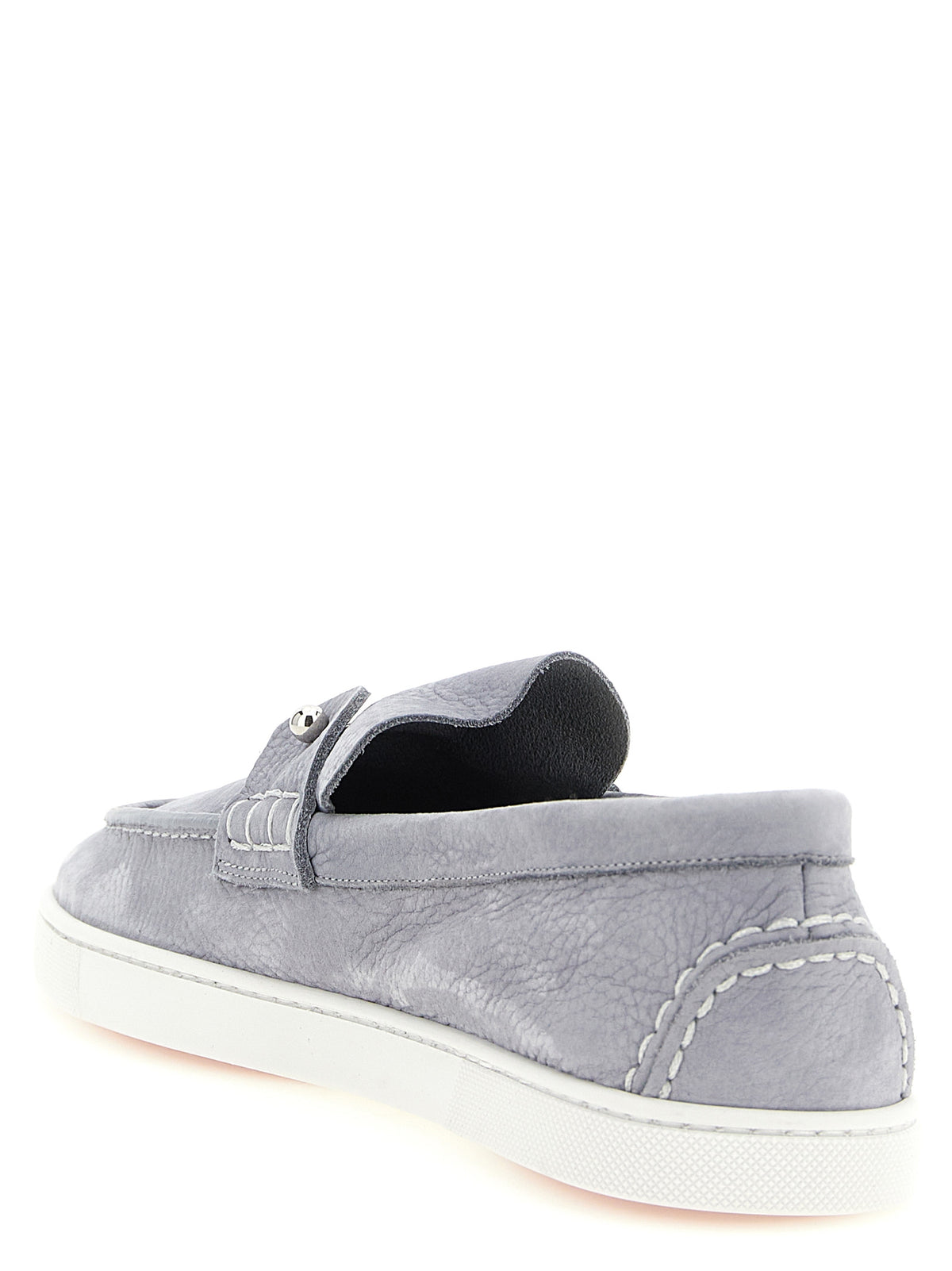 Christian Louboutin Gray Calfskin Slip-On Loafers