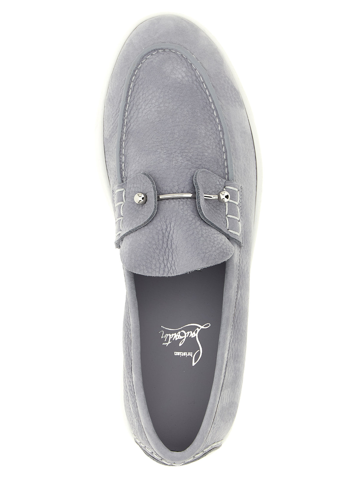 Christian Louboutin Gray Calfskin Slip-On Loafers