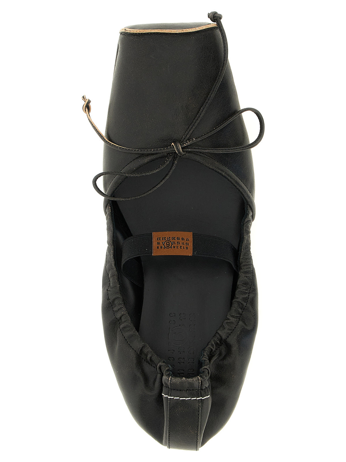 MM6 Maison Margiela Black Cowhide Ballet Flats