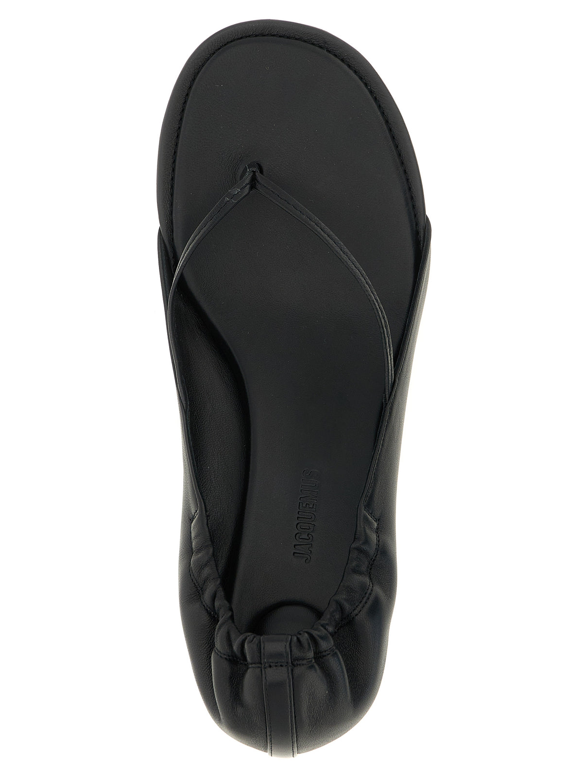 Jacquemus Black Lamb Leather Flat Sandals