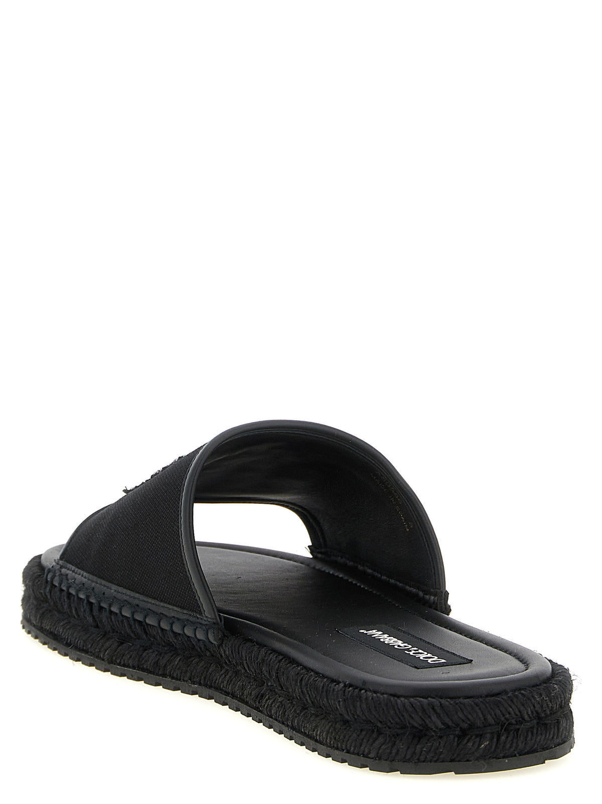 Dolce & Gabbana Black Cotton Slides
