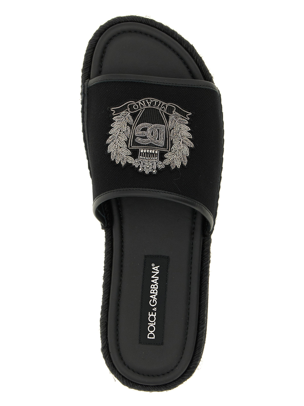 Dolce & Gabbana Black Cotton Slides