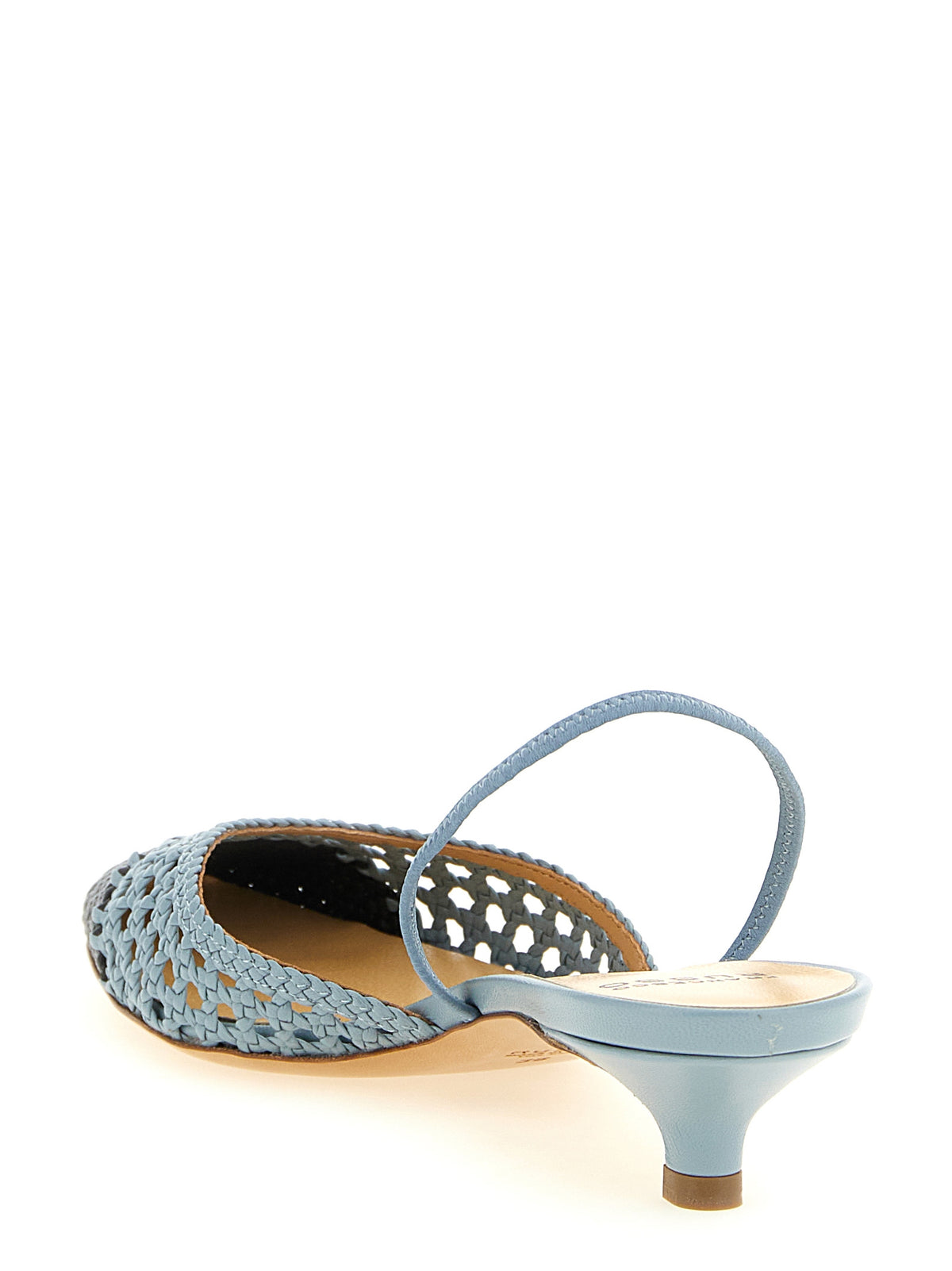 Francesco Russo Blue Goatskin Mid Heel Pumps