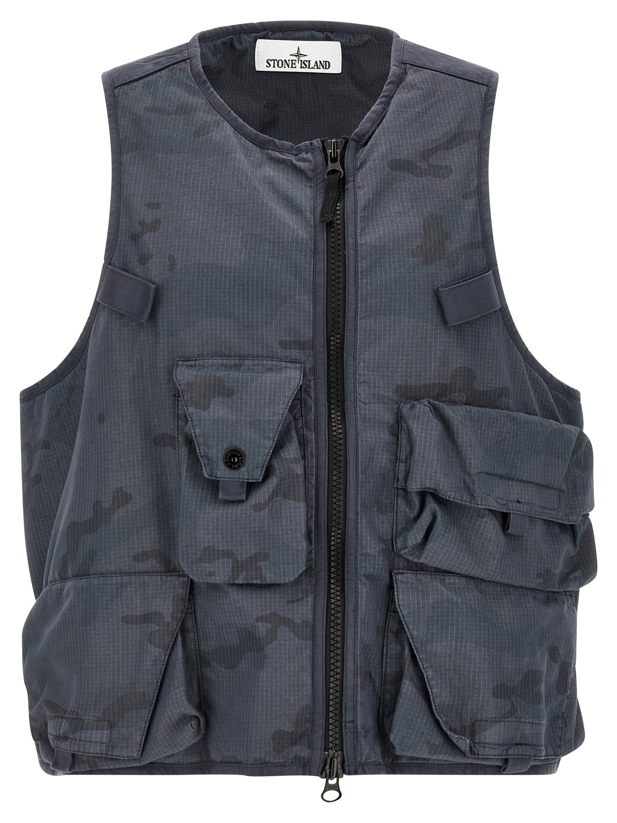 Stone Island Blue Cotton Sleeveless Jacket