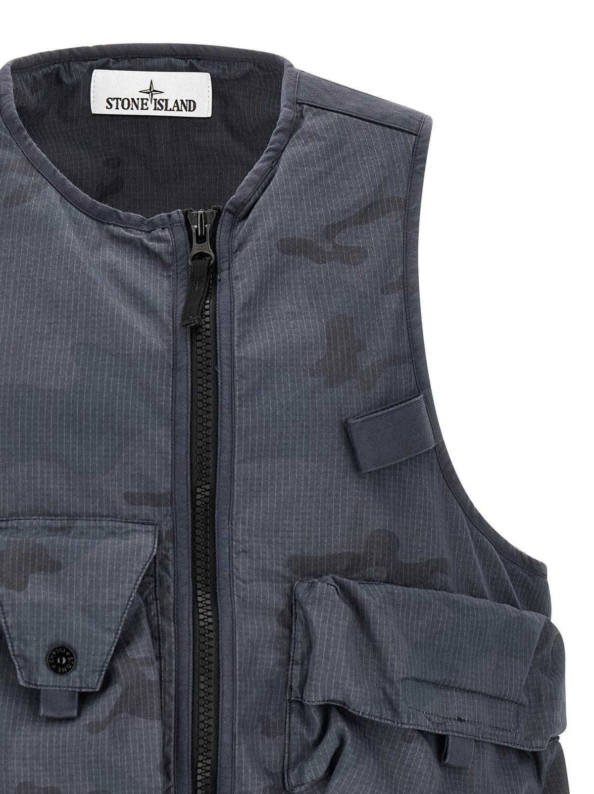 Stone Island Blue Cotton Sleeveless Jacket