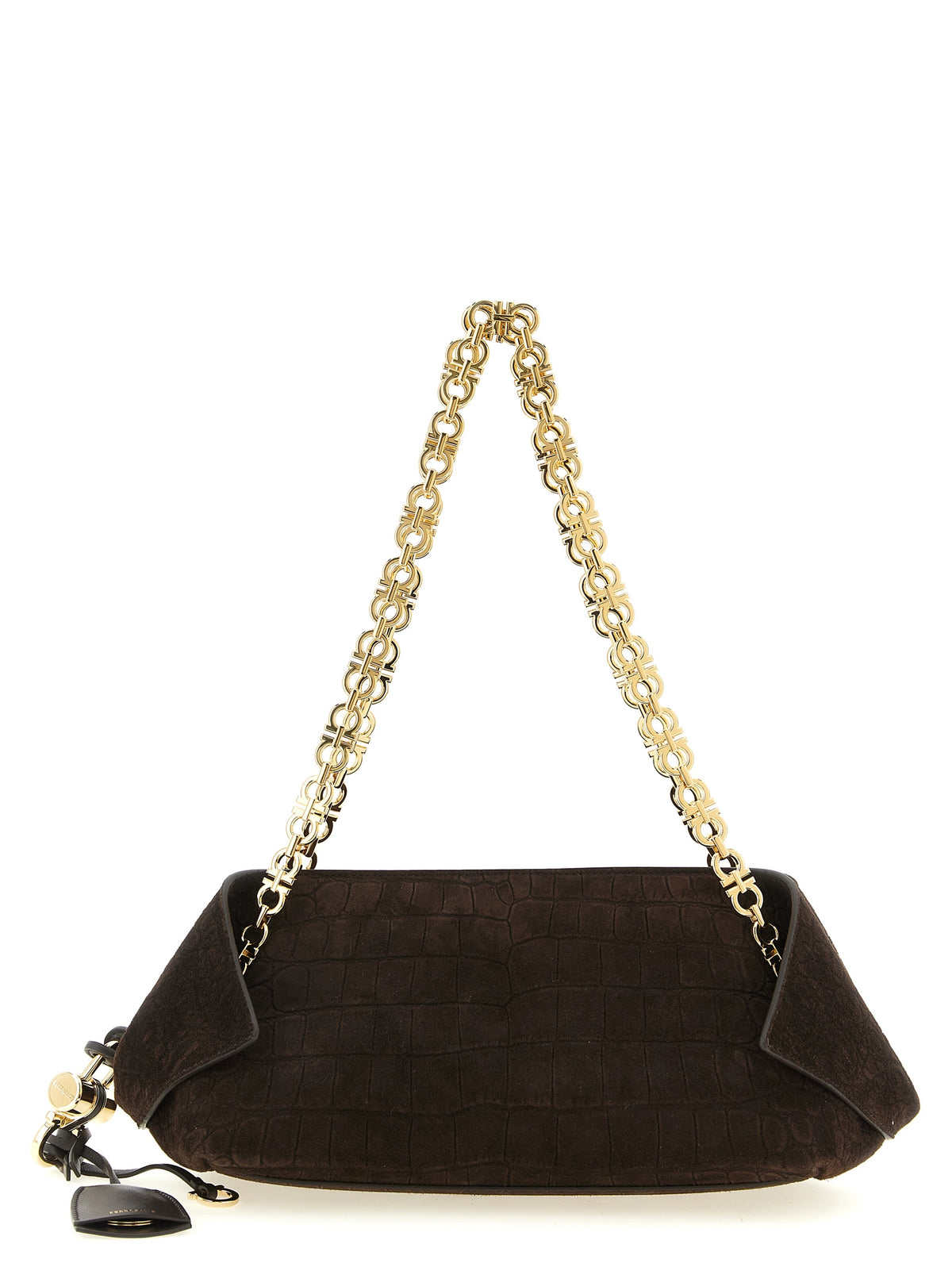 Ferragamo Brown Goatskin Shoulder Bag