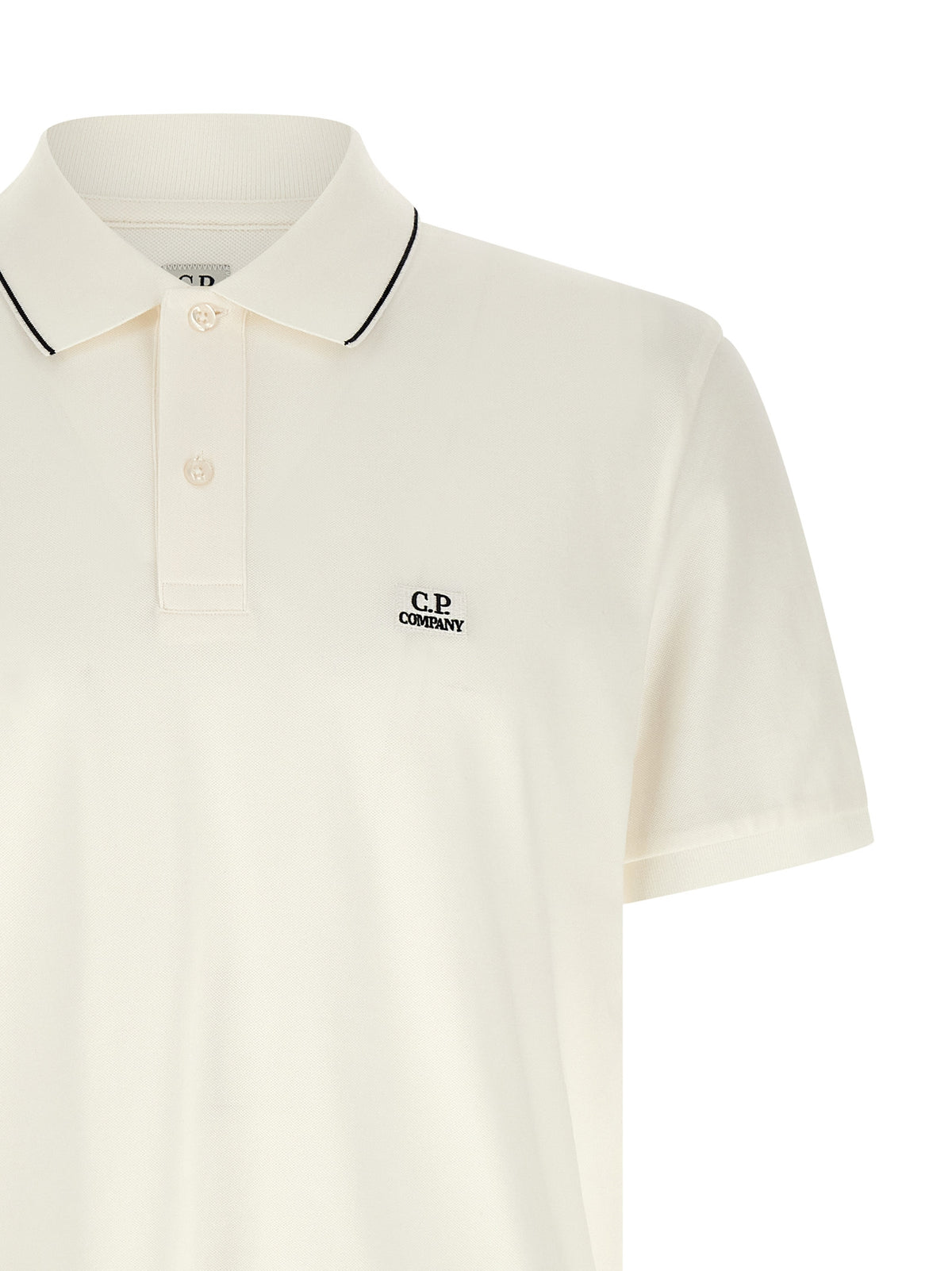 C.P. Company White Cotton Polo Shirt