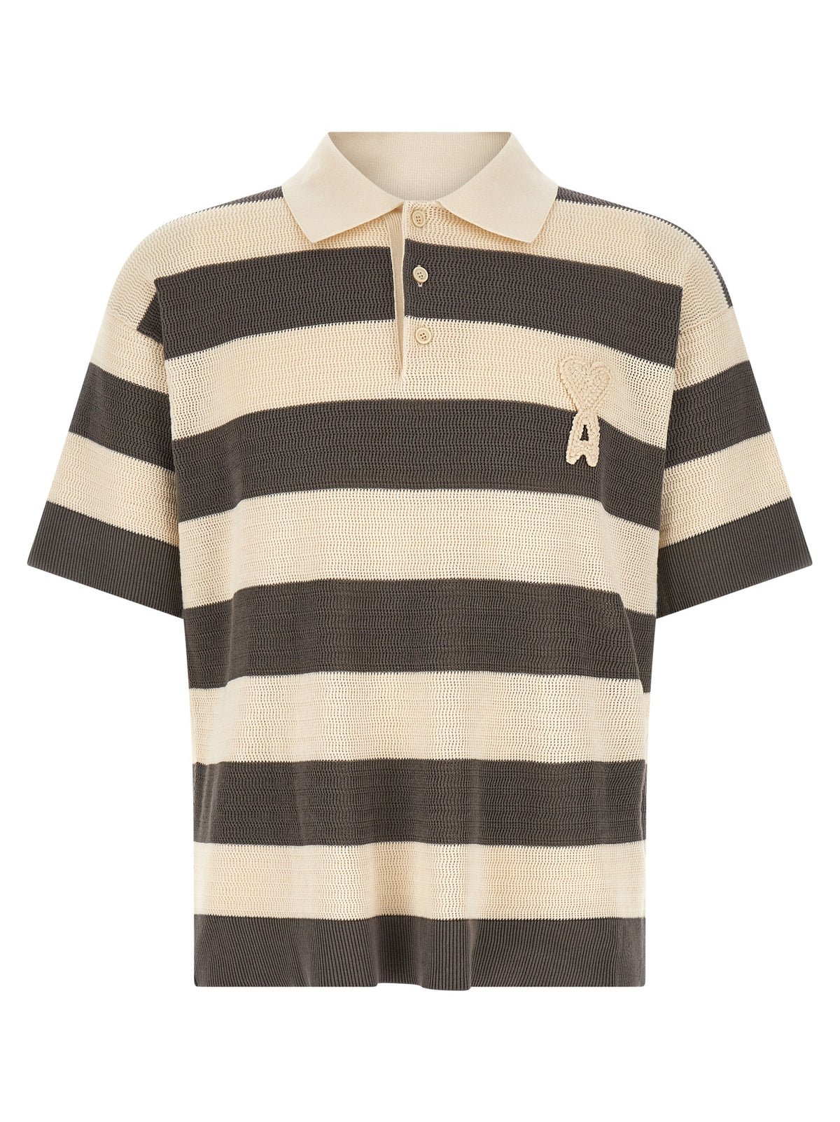 Ami Paris Gray Cotton Polo Shirt
