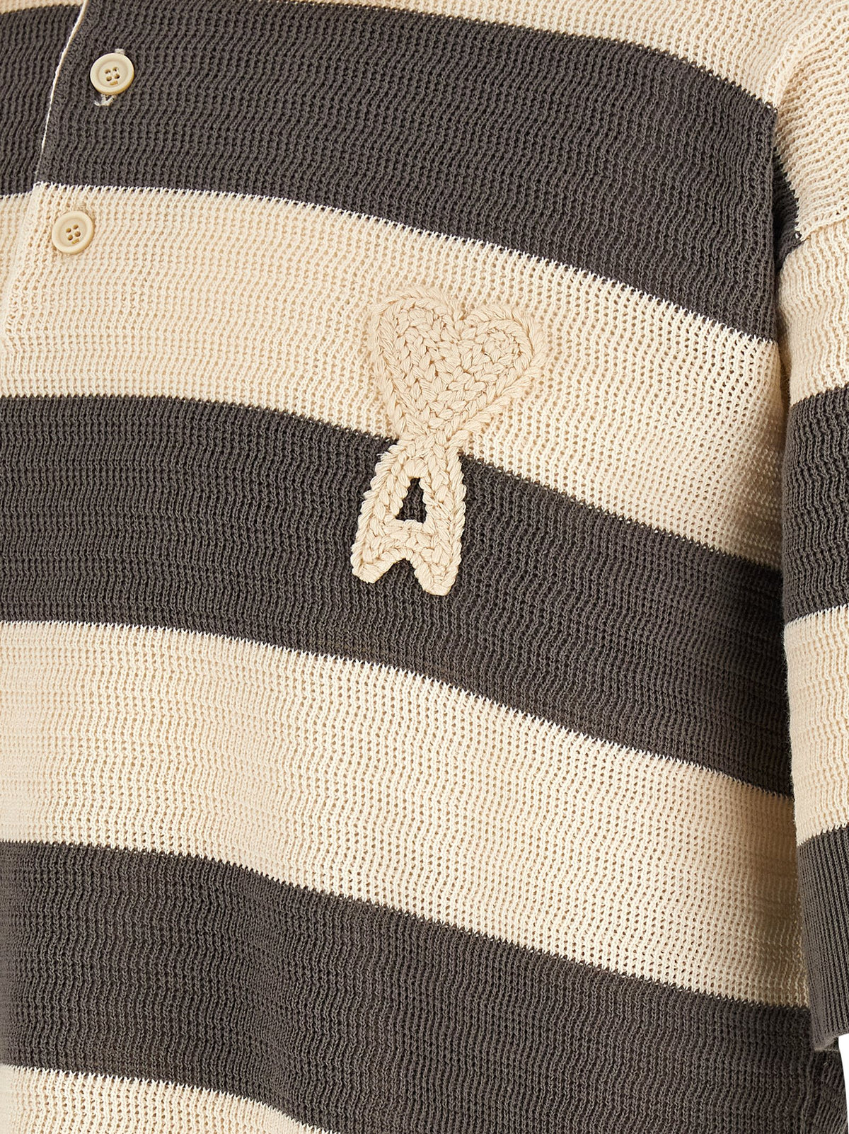 Ami Paris Gray Cotton Polo Shirt