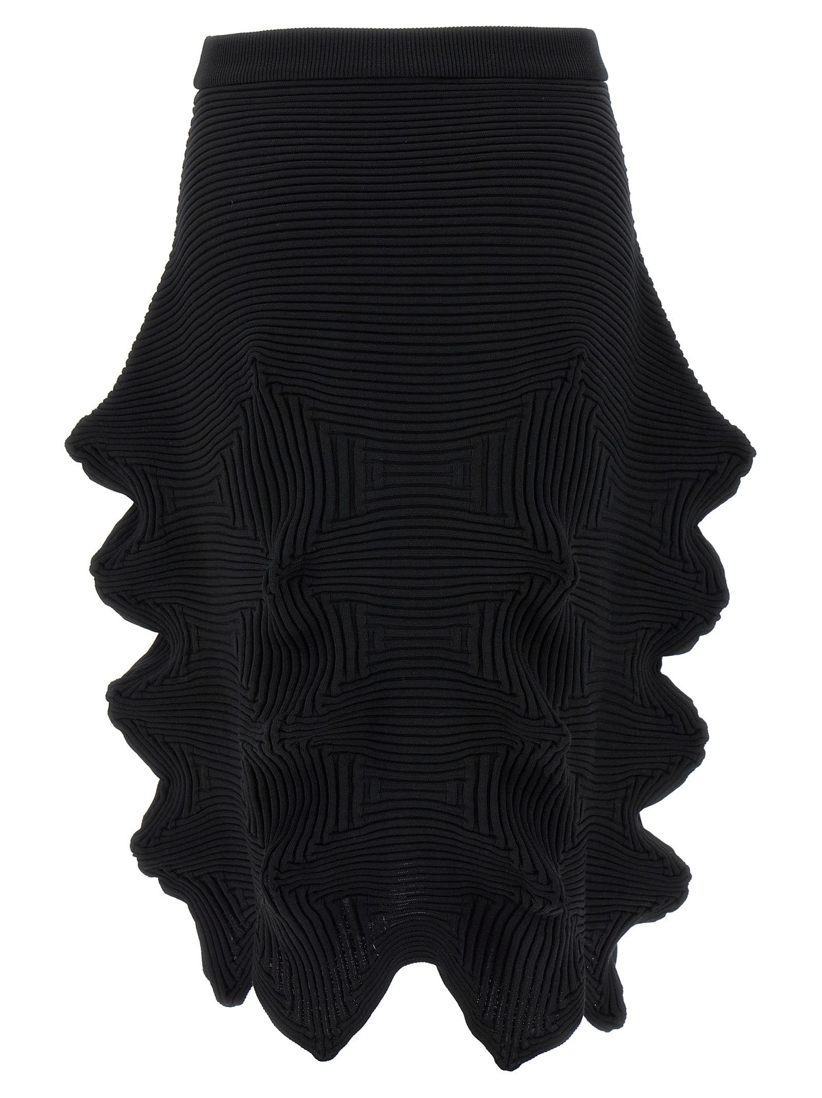 Issey Miyake Black Polyester Midi Skirt