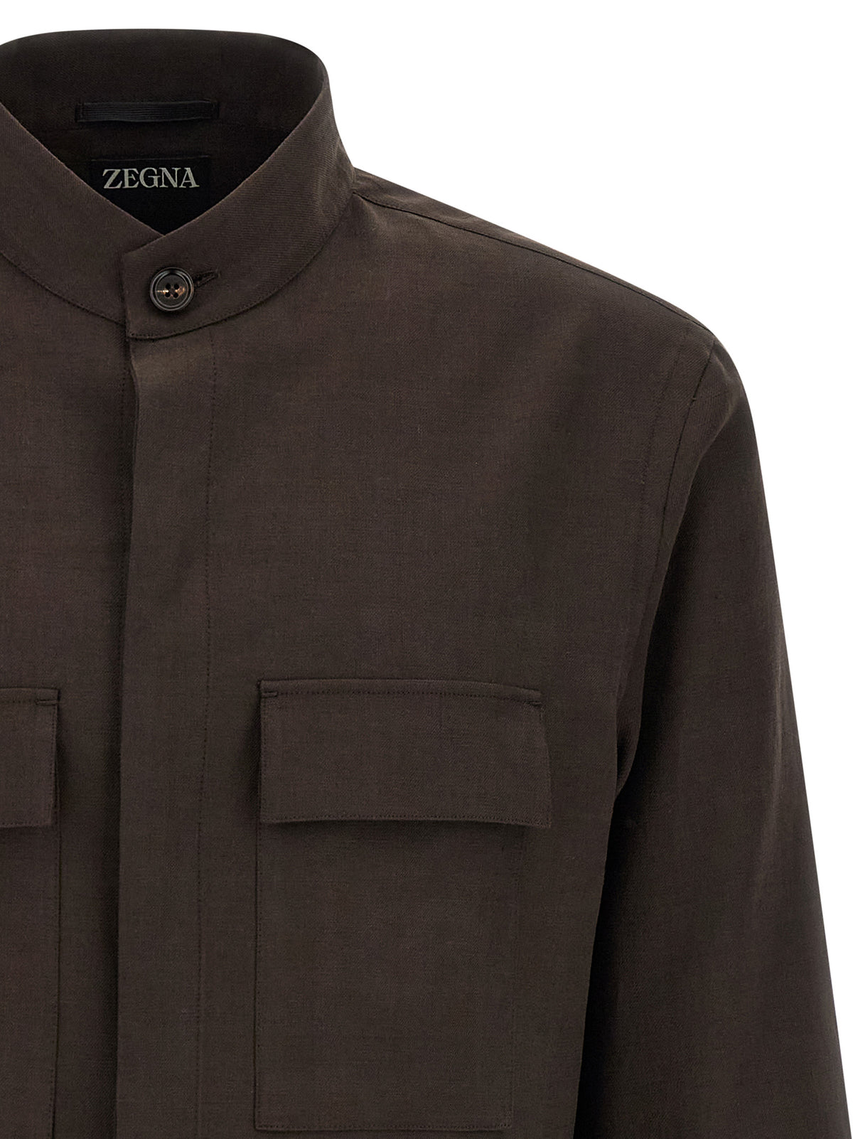 ZEGNA Brown Linen Blouse