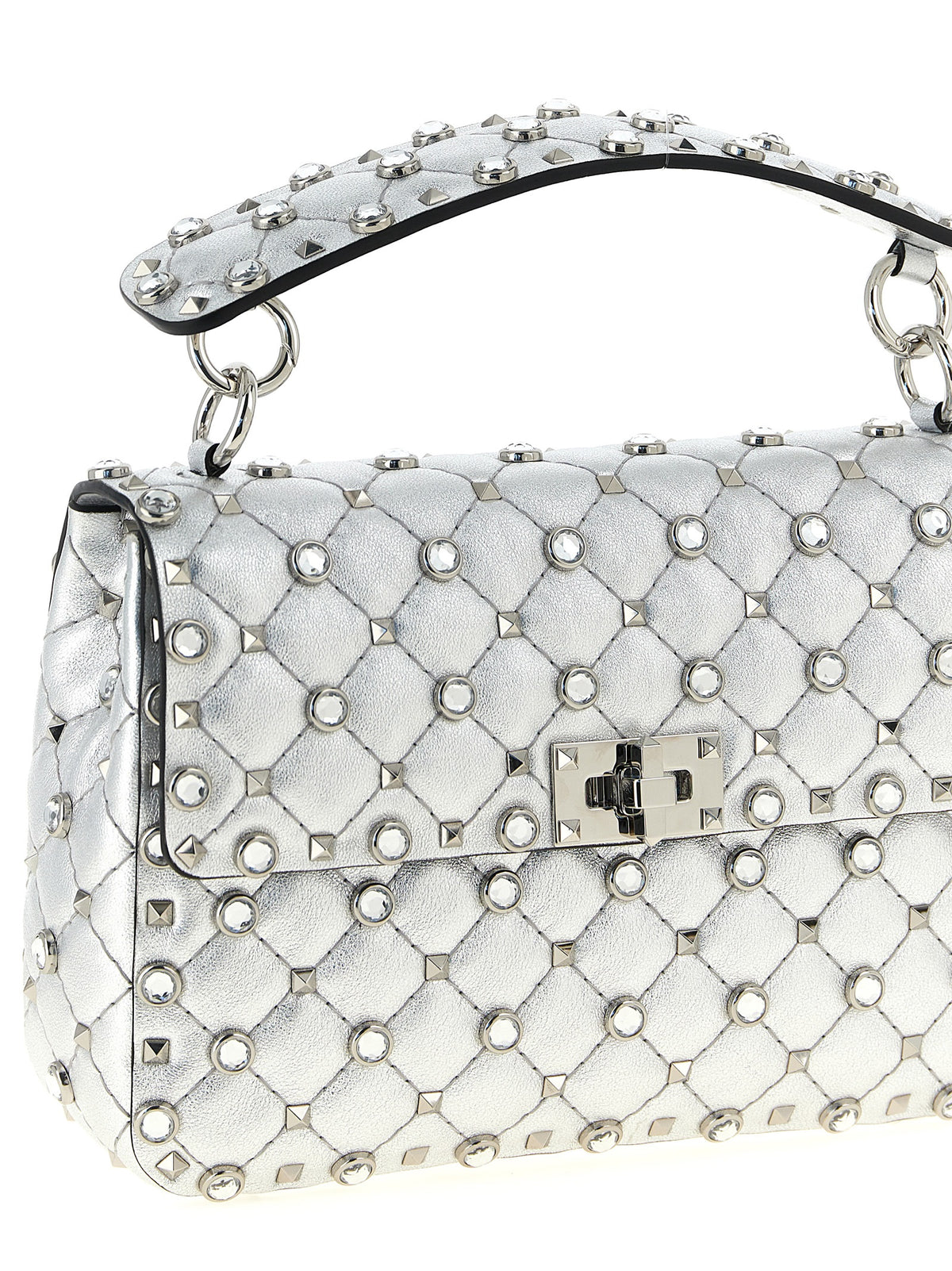 Valentino Garavani Silver Lamb Leather Shoulder Bag