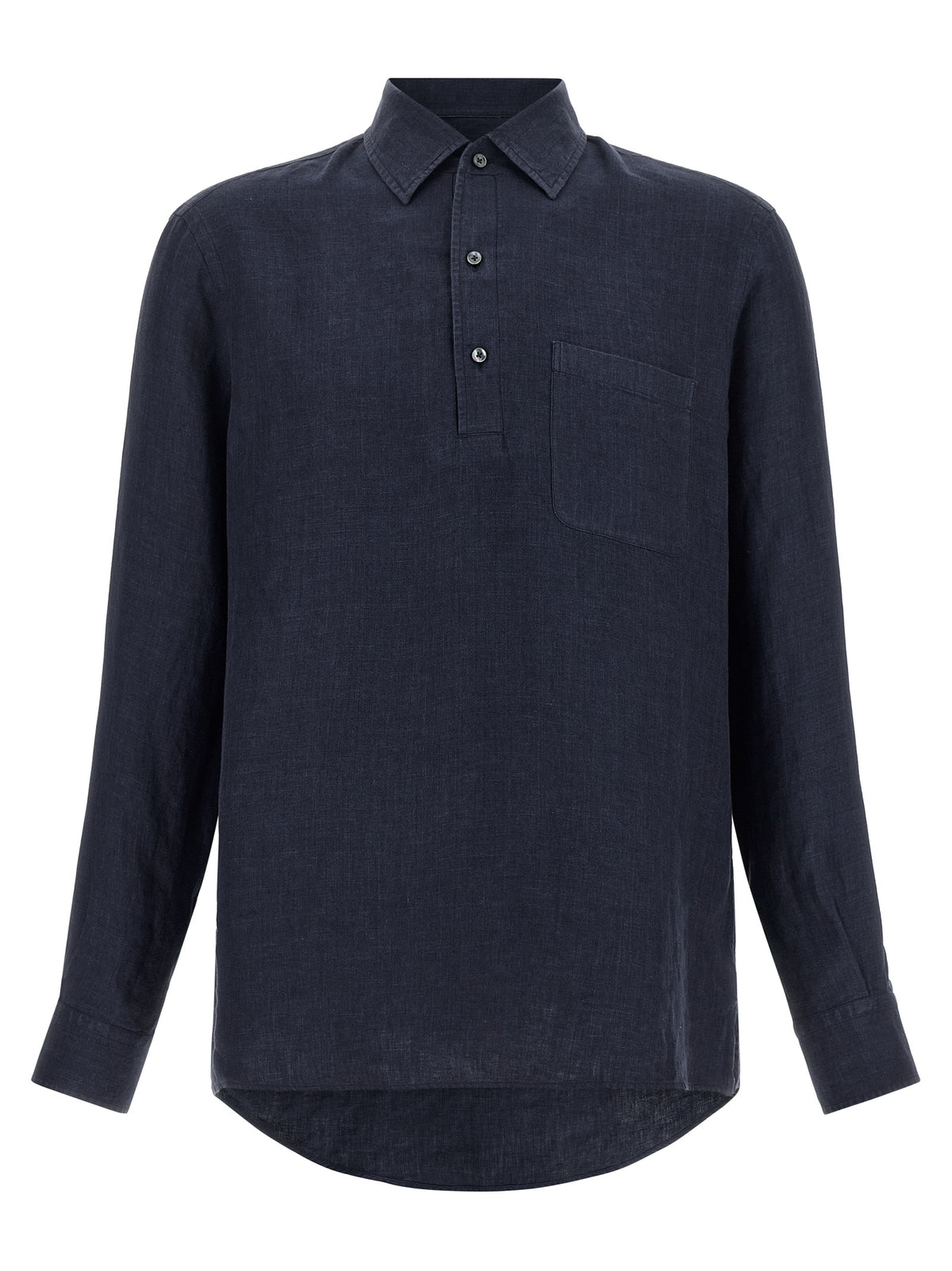 ZEGNA Blue Linen Polo Shirt