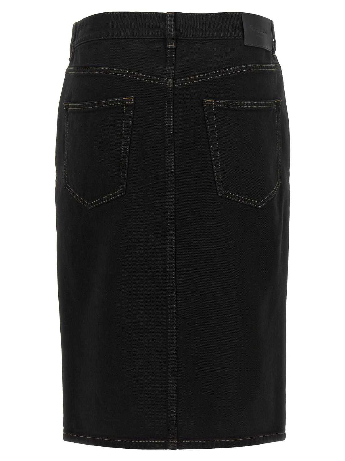 Saint Laurent Black Cotton Midi Skirt