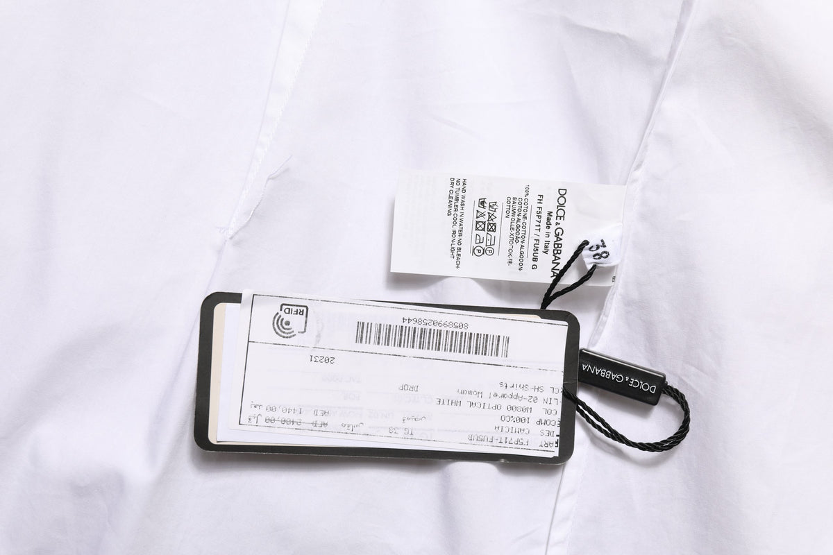 Dolce & Gabbana White Collared Long Sleeves Dress Shirt Top