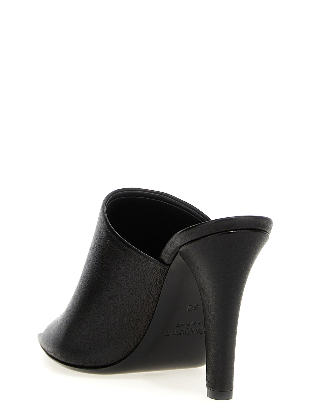 Saint Laurent Black Leather Stiletto Heel Sandals