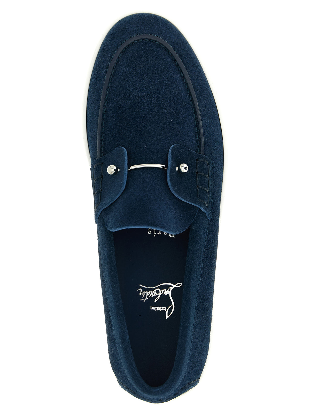 Christian Louboutin Blue Calfskin Slip-On Loafers